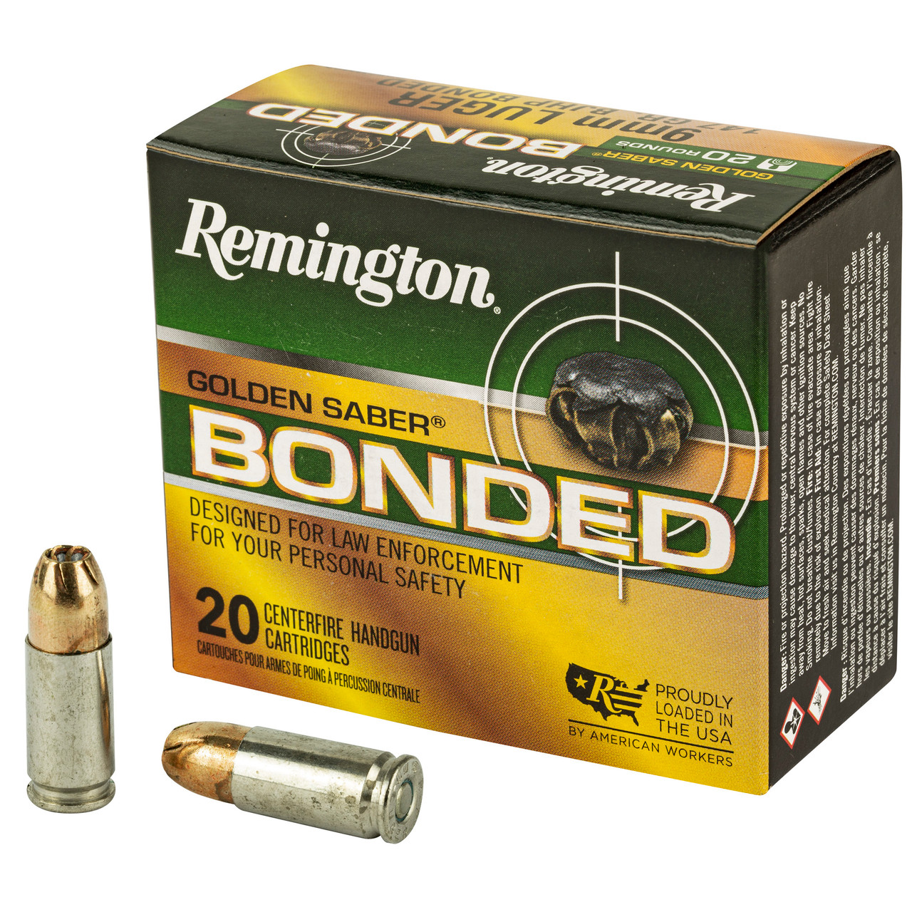 20 Rounds of .40 S&W Ammo by Remington Golden Saber Bonded - 165gr BJHP