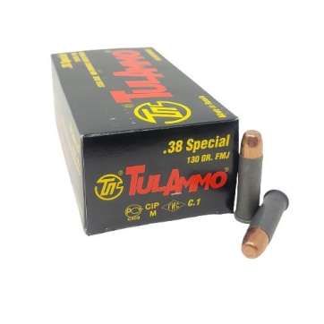 50 Rounds of .38 Spl Ammo by Tula - 130gr FMJ