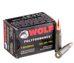 1000 Rounds of 7.62x39mm Ammo by Wolf WPA Polyformance - 123gr FMJ
