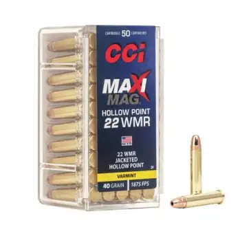 50 Rounds of .22 WMR Ammo by CCI - 40gr TMJ
