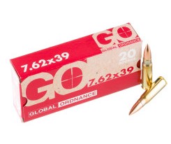 20 Rounds of 7.62x39 Ammo by Global Ordnance - 123gr FMJ