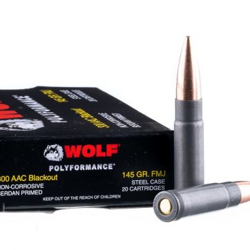 500 Rounds of 300 AAC Blackout Ammo by Wolf - 145gr FMJ