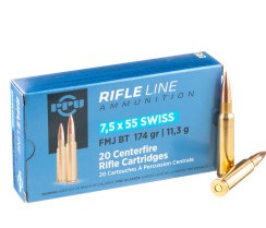 20 Rounds of 7.5x55mm Swiss Ammo by Prvi Partizan - 174gr FMJBT