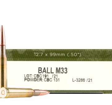 10 Rounds of 50 Cal BMG M33 Steel Core Ammo Made by Magtech - 624 gr FMJ
