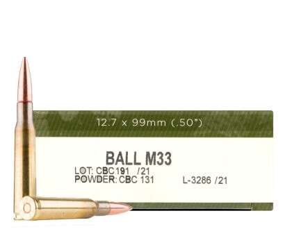 10 Rounds of 50 Cal BMG M33 Steel Core Ammo Made by Magtech - 624 gr FMJ